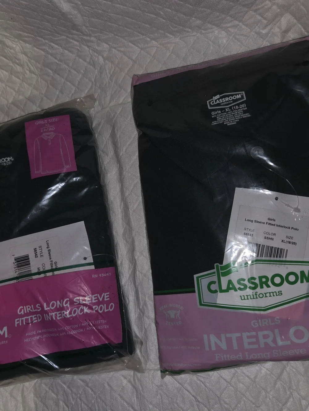 Bundle of 2 Uniforms Classroom Girls Green Long Sleeve Shirts Polo Size XL 18/20